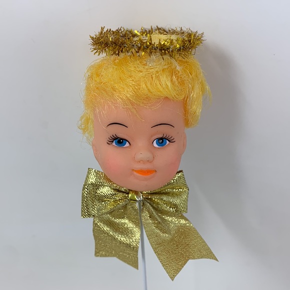9” angel w/ halo doll head on pick vintage - Picture 2 of 16